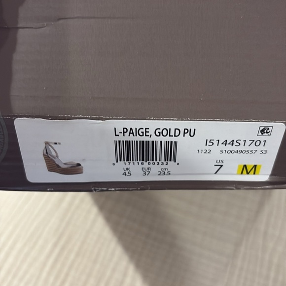 Franco Sarto Gold Wedge Sandals with Ankle Strap - Picture 2 of 5